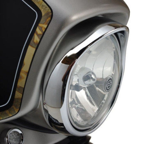 PartzBiz HD: 4421187-Chrome Smooth 7" Headlight Trim Ring Bezel W/Built-In Visor Harley FLHT FLHX 80-13 PartzBiz HD: 4421187-Chrome Smooth 7" Headlight Trim Ring Bezel W/Built-In Visor Harley FLHT FLHX 80-13