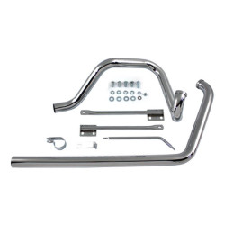 PartzBiz HD VT29-1169 - Chrome True Dual Exhaust Header Pipes Kit System EVO Softail FXST FLST 95-99
