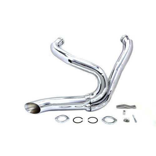 PartzBiz HD: 4421137-Chrome Wyatt Gatling 2 into 1 Exhaust Lake Pipe Header Harley Chopper 18mm O2