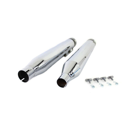 PartzBiz HD: 4421139-Chrome Wyatt Gatling 4" Slip-On Mufflers w/ Black Comet Tip Harley Touring 17-20 PartzBiz HD: 4421139-Chrome Wyatt Gatling 4" Slip-On Mufflers w/ Black Comet Tip Harley Touring 17-20