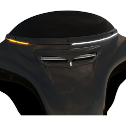 PartzBiz HD DS23500470 - Ciro 3D สีดำ LED ไฟเลี้ยวกระจกหน้ารถ Harley Batwing FLHT 14-18 | 11001