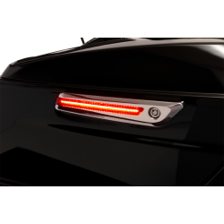 PartzBiz HD DS35011823 - Ciro 40170 Chrome LED Saddlebag Hinge Cover Red Lens RTB Lights Harley 14-Up