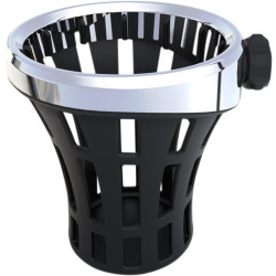 PartzBiz HD DS06360134 - Ciro 50810 Chrome Lip Big Ass ผู้ถือเครื่องดื่ม Mount Universal 30 ออนซ์ขวด 0636-0134 06360134 slushie 7-11 ฤดูร้อนถ้วย handlebar perch touring sportster dyna softail