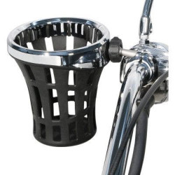 PartzBiz HD DS06360164 - Ciro Chrome Big Ass ที่วางเครื่องดื่มสำหรับแฮนด์ 7/8 และ 1 พร้อมที่ยึด 30oz electra glide road street king softail skim fat boy bob sportster xl nightster bobber cafe racer
