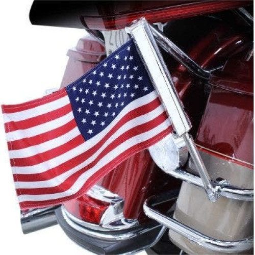 PartzBiz HD: 4421030-Ciro 70600 6x9" American Flag w/ LED Light Flagpole Universal Harley Motorcycle indian chrome