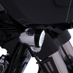 PartzBiz HD DS20402019 - Ciro Black Bullet Style Fang LED Front Turn Signal Inserts Dual Function Harley | 45420