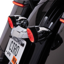 PartzBiz HD DS20402020 - Ciro Black Bullet Style Fang LED Rear Turn Signal Inserts Dual Function Harley | 45421