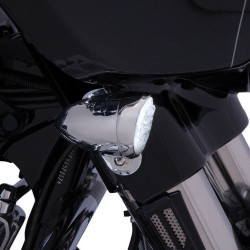 PartzBiz HD DS20402017 - Ciro Chrome Bullet Style Fang LED Front Turn Signal Inserts Dual Function Harley | 45400