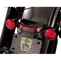 PartzBiz HD DS20101456 - Ciro Chrome Crown Taillight Lightstrike Tech Black Red Harley Touring 14-Up