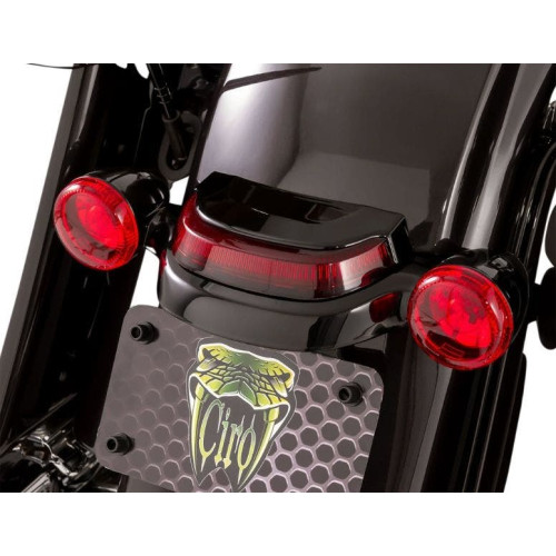 PartzBiz HD: 4420993-Ciro Chrome Crown Taillight Lightstrike Tech Black Red Harley Touring 14-Up