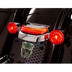 PartzBiz HD DS20101453 - Ciro Chrome Crown Taillight Lightstrike Tech Chrome Smoke Harley Touring 14-Up