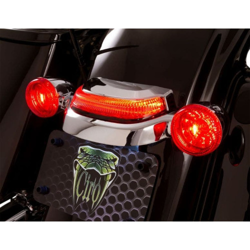 PartzBiz HD: 4420996-Ciro Chrome Crown Taillight Lightstrike Tech Chrome Smoke Harley Touring 14-Up