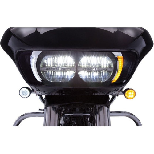 PartzBiz HD: 4420965-Ciro 45250 Chrome LED Headlight Fang Bezels w/ Amber Turn Signals Harley 15-20 FLTR 