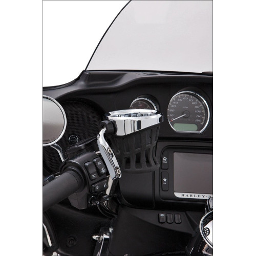 PartzBiz HD: 4420966-Ciro Chrome Left or Right Perch Mount Drink Holder for Harley or Metric Models | 50410
