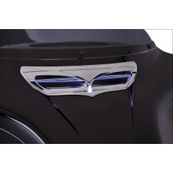 PartzBiz HD DS23500342 - Ciro Chrome Lighted Fairing Scoop Intake Trim Accent สำหรับ Harley FLH/T 14-16 | 40010