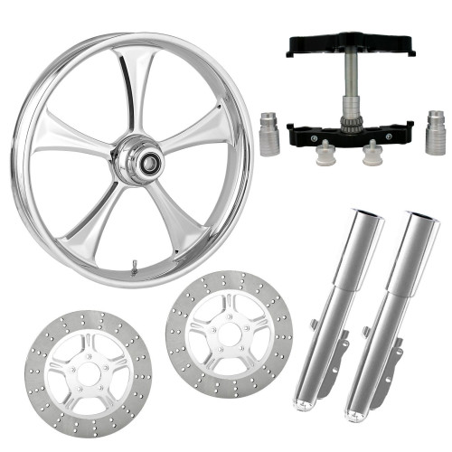 PartzBiz HD: 4420887-Clutch Chrome 23" Wheel Tire Dual Rotors w/ Raked Triple Trees Lowers & Sliders | CLUTCH-DUAL-CHR-KIT-PCKG PartzBiz HD: 4420887-Clutch Chrome 23" Wheel Tire Dual Rotors w/ Raked Triple Trees Lowers & Sliders | CLUTCH-DUAL-CHR-KIT-PCKG