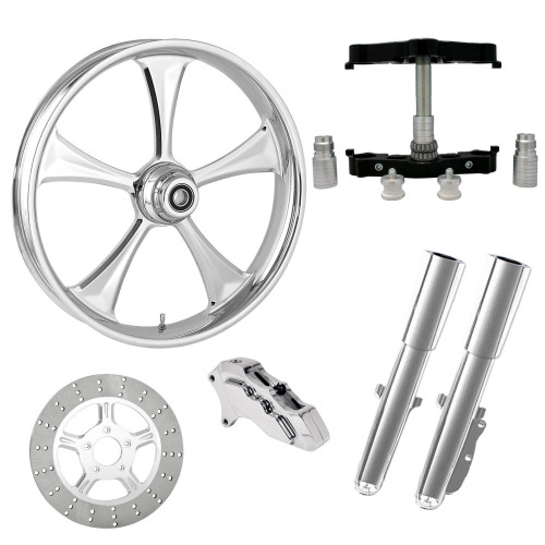 PartzBiz HD: 4420888-Clutch Chrome 23" Wheel Tire Single Side w/ Raked Triple Trees Lowers & Sliders | CLUTCH-SNGL-CHR-KIT-23PCKG
