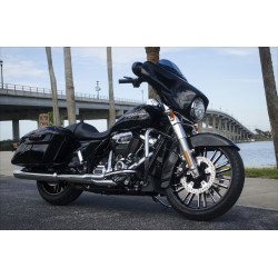 PartzBiz HD DS02012224 - Coastal Moto Black Cut Atlantic 3D 21” ล้อหน้า เฉพาะ Harley 08-17 Non ABS | 3D-ATL213BC