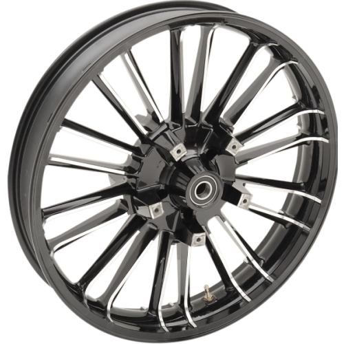 PartzBiz HD: 4420860-Coastal Moto Black Cut Atlantic Precision Cast 3D 21" Wheel & Tire Package for Harley 00-23 | 3D-ATL213BCABST