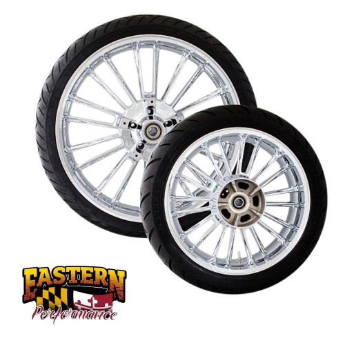 PartzBiz HD: 4420841-Coastal Moto Chrome Atlantic 21" Front 18" Rear Wheel & Tire 09-18 Harley Davidson Touring Bagger Dresser 0201-2223 & 0202-2112 310488 & 310479 3D-ATL213CH-ABS & 3D-ATL185CH-ABS