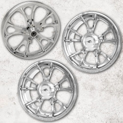 PartzBiz HD CM-LARGO-CHR-TRK - Coastal Moto Chrome Largo Precision Cast 3D 21” แพ็คเกจล้อและยางสำหรับ Harley Trike | 3D-LGO213CHABST