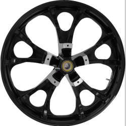 PartzBiz HD CM-LARGO-SB - Coastal Moto Gloss Black Largo Precision Cast 3D 21” แพ็คเกจล้อและยางสำหรับ Harley 00-23