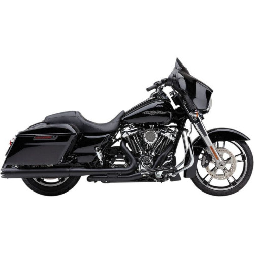 PartzBiz HD: 4420803-Cobra 4" Round NH Series Black Dual Cut Slip On Mufflers for Harley FLH 99-16 | 6266RB