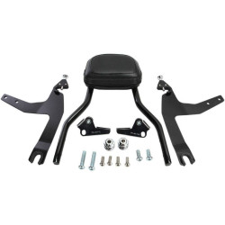 PartzBiz HD CBU-602-2002B - Cobra 602-2002B Black Complete Detachable Backrest Kit Harley 07-17 FL/ST 200mm | 602-2002B