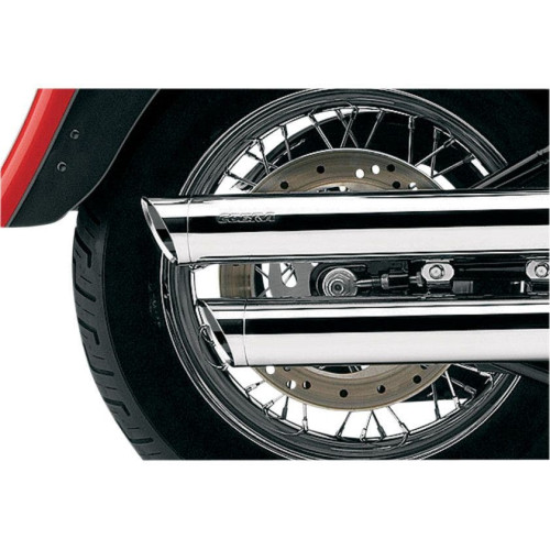 PartzBiz HD: 4420659-Cobra Chrome 3" Slash Cut Slip On Mufflers w/Billet Tip Harley 00-06 FLSTF FXSTD | 6000