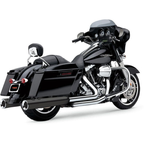 PartzBiz HD: 4420527-Cobra USA Black Power Flo 4.5" Slip On Mufflers Harley Touring FLH/T 95-16 | 6215B