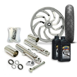 PartzBiz HD RC-HYDR-CHR-FRT-PKG-14 - แพ็คเกจ Chrome Front End ที่สมบูรณ์พร้อม RC 21” Hydro Wheel และยาง Harley 14-19 FLH