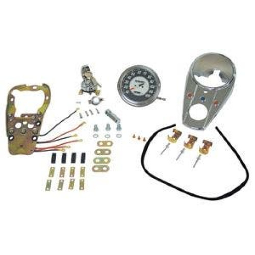 PartzBiz HD: 4420429-Complete Chrome Late Dash Kit Parts 2:1 For Harley Fat Bob Style Tanks 47-90 