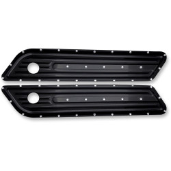PartzBiz HD DS35010989 - Covingtons Customs Dimpled Black Saddlebag Hinge Latch Covers Harley 14-15 - C1010-B