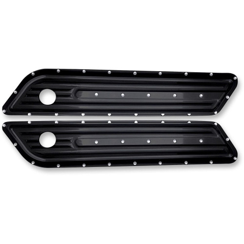 PartzBiz HD: 4420333-Covingtons Customs Dimpled Black Saddlebag Hinge Latch Covers Harley 14-15 - C1010-B