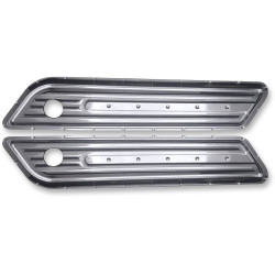 PartzBiz HD DS35010990 - Covingtons Customs Dimpled Chrome Saddlebag Hinge Latch Covers Harley 14-15 - C1010-C