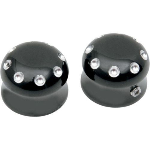 PartzBiz HD: 4420319-Covingtons Customs Black Dimpled Front Axle Caps Harley 07-17 Softail FLH FXDWG | C0010-B