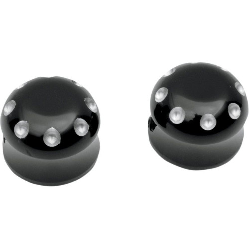 PartzBiz HD: 4420320-Covingtons Customs Black Dimpled Front Axle Caps Harley Softail FLH FXDWG XL | C0011-B