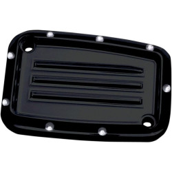 PartzBiz HD DS06101959 - Covingtons Customs ฝาครอบแม่ปั๊มเบรกหน้าบุ๋มสีดำ Harley 17-18 | C1176-B