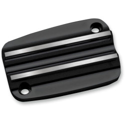 PartzBiz HD DS06101957 - Covingtons Customs ฝาครอบแม่ปั๊มเบรกหน้าครีบดำ Harley 17-18 | C1175-B