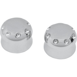 PartzBiz HD DS02140240 - Covingtons Customs Chrome Dimpled ฝาปิดเพลาหน้า Harley 07-17 Softail FLH FXDWG | C0010-ซี