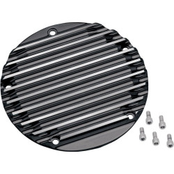 PartzBiz HD DS11070122 - Covingtons ฝาครอบ CNC Machined Derby ครีบดำเงา Harley Twin Cam 99-17 | C1072-B
