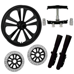 PartzBiz HD CRANK-DUAL-BLK-KIT-PCKG - Crank Black 23” ยางล้อ Dual Rotors พร้อม Raked Triple Trees ส่วนล่างและตัวเลื่อน | ข้อเหวี่ยง-DUAL-BLK-KIT-PCKG