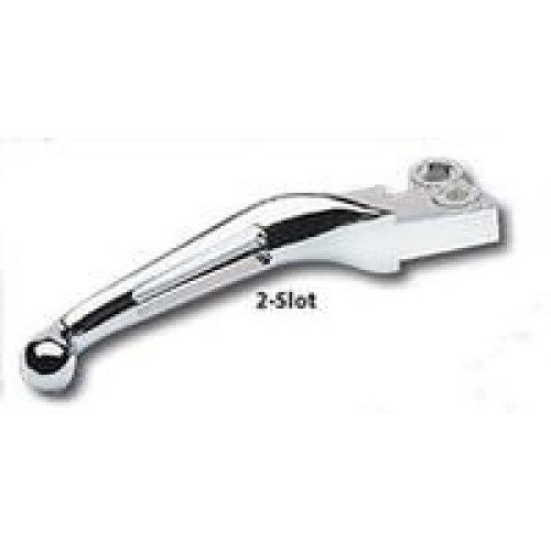 PartzBiz HD: 4420199-Custom Chrome 2 Slot Chrome Ergonomic Hand Levers สำหรับ '07-'16 Harley Big Twin