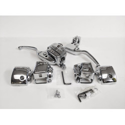 PartzBiz HD 627700 - Custom Chrome 627700 ชุดควบคุมมือ 11/16 Bore MC Harley Touring w วิทยุ 96-07