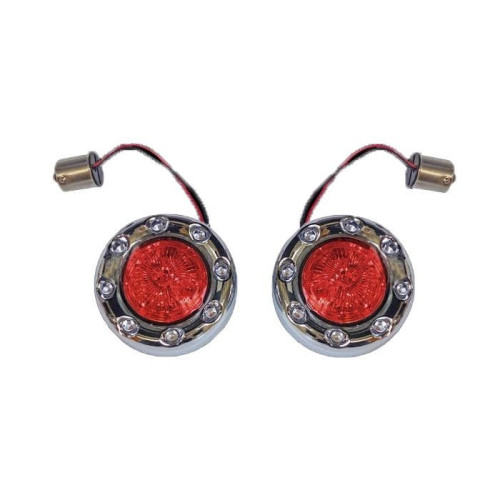 PartzBiz HD: -Custom Dynamics PRObeam¬†Chrome Bullet Ringz 1156 Rear LED Turn Signals Red Lens