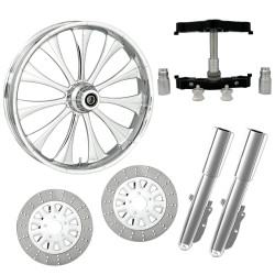 PartzBiz HD CYNICAL-DUAL-CHR-KIT-PCKG - Cynical Chrome 23” ยางล้อแบบ Dual Rotors พร้อมท่อนล่างและตัวเลื่อนแบบ Raked Triple Trees | CYNICAL-DUAL-CHR-KIT-PCKG