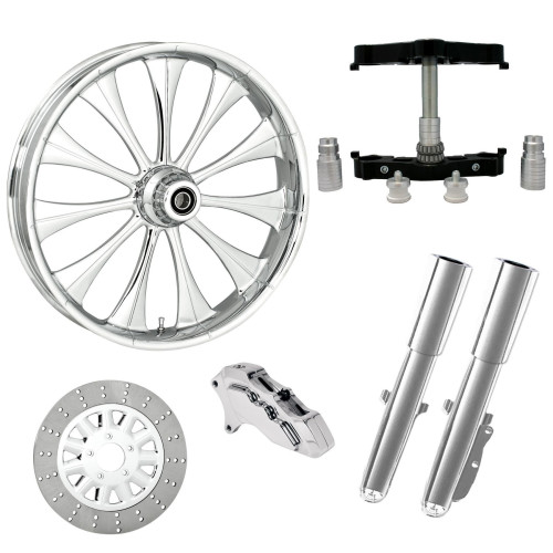 PartzBiz HD: 4419080-Cynical Chrome 23" Wheel Tire Single Side w/ Raked Triple Trees Lowers & Sliders | CYNICAL-SNGL-CHR-KIT-23PCKG