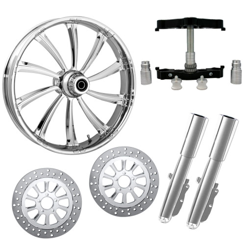 PartzBiz HD: 4419082-Cypher Chrome 23" Wheel Tire Dual Rotors w/ Raked Triple Trees Lowers & Sliders | CYPHER-DUAL-CHR-KIT-PCKG PartzBiz HD: 4419082-Cypher Chrome 23" Wheel Tire Dual Rotors w/ Raked Triple Trees Lowers & Sliders | CYPHER-DUAL-CHR-KIT-PCKG