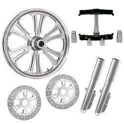 PartzBiz HD CZAR-DUAL-CHR-KIT-PCKG - Czar Chrome 23” ยางล้อ Dual Rotors พร้อม Raked Triple Trees Lowers & Sliders | CZAR-DUAL-CHR-KIT-PCKG