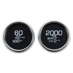 PartzBiz HD DS22120799 - Dakota Digital MLX-8404 Chrome LED MLX Series 4 เครื่องวัด Speedo Tach Harley 04-13 FLH FLT FLTR FLHX FLHR แผนที่ electra stree glide king